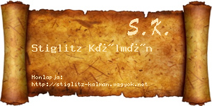 Stiglitz Kálmán névjegykártya